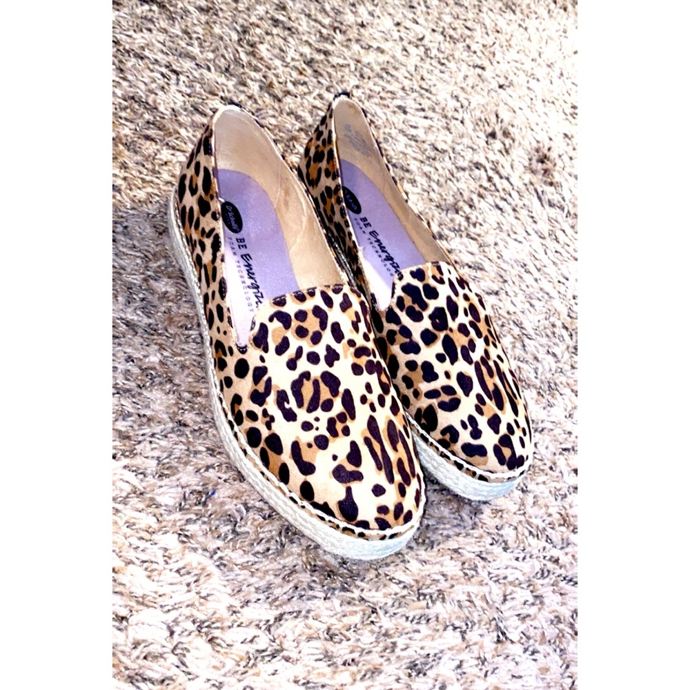 Leopard Print Espadrille Shoes Size 10